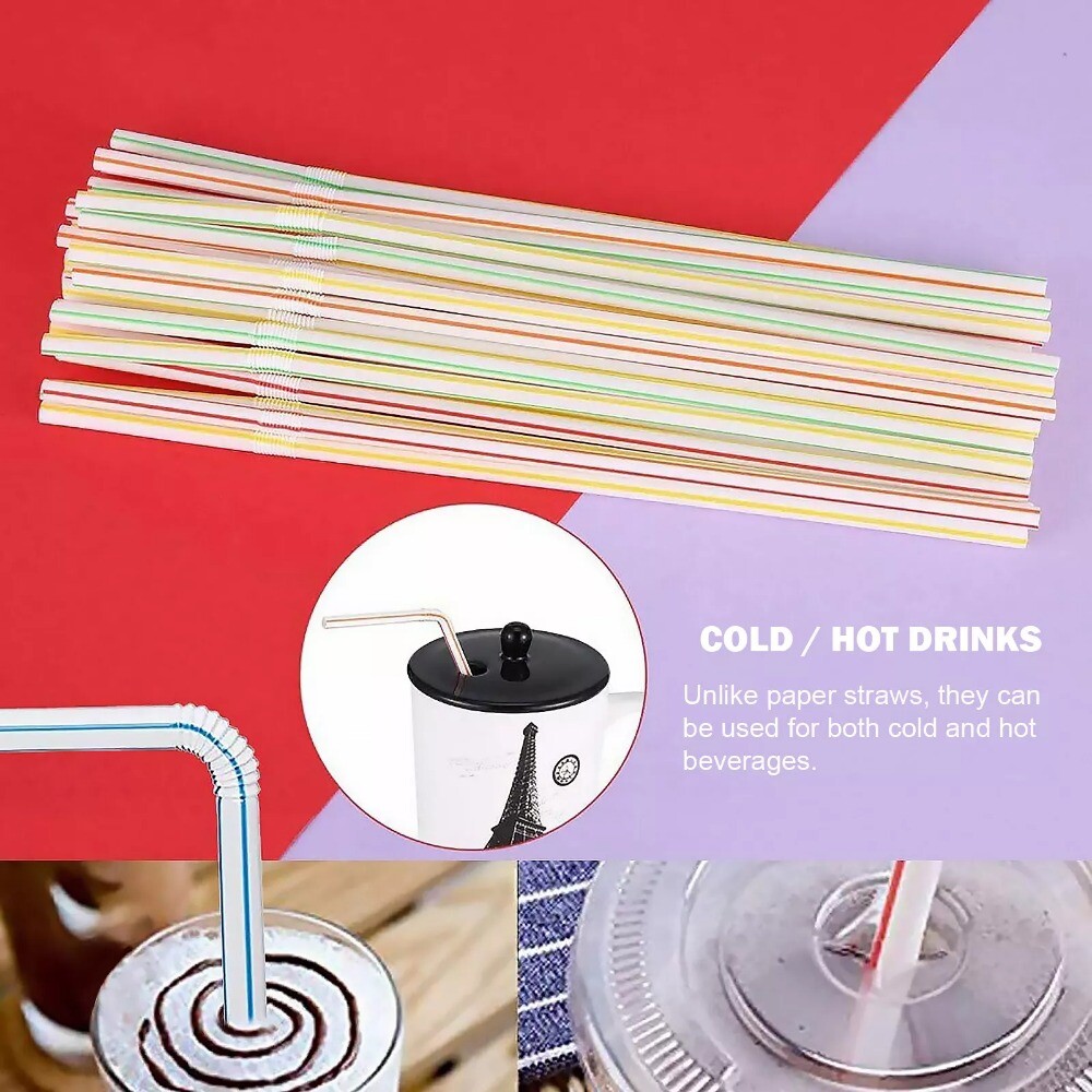100-2000x Plastic Flexible Straws Bendy Black Recyclable Drinking Cocktail Straw