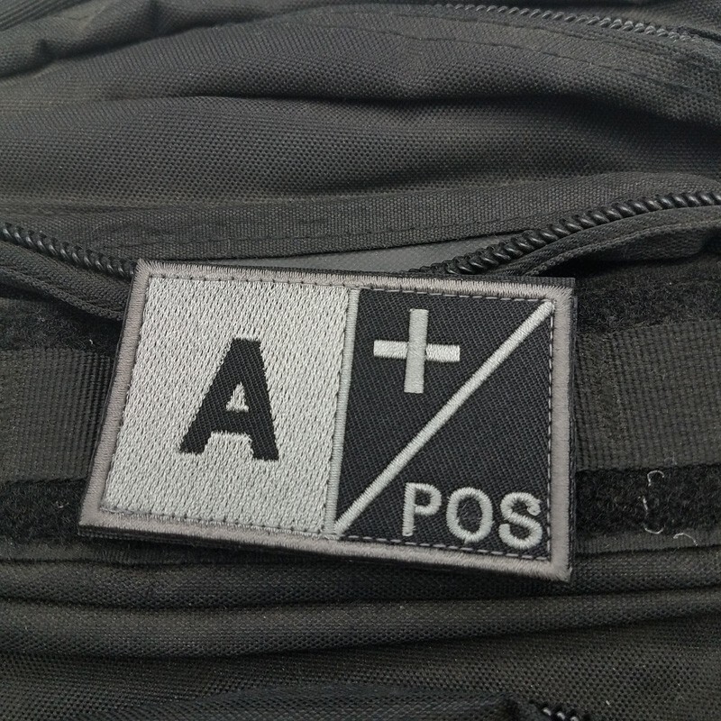A+ / POS Postive Tactical Army Hook Loop Patch Embroidered Badge Gray Dark