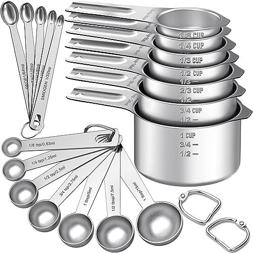 21PCS 7 Nesting Measuring Cups & 7 Spoons,5 Mini Measuring Spoons & 2 Detachable