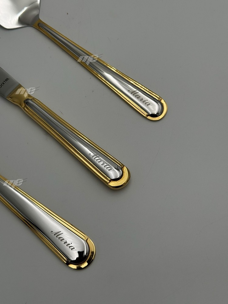 24k Gold Wedding Cake Server Set Personalized Name Knife & Fork Premium Gift Box