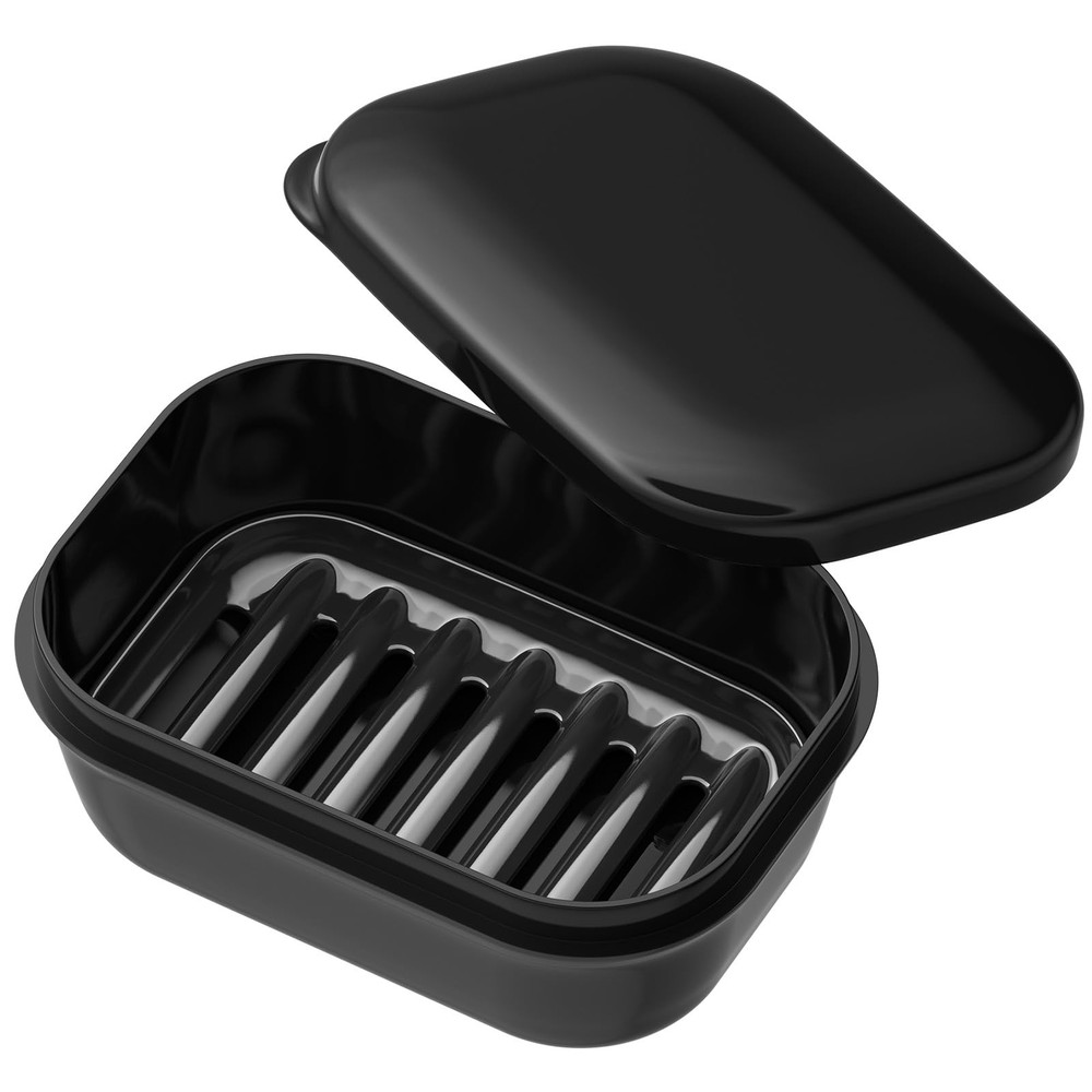 Quatish Leakproof Soap Dish with Lid & Draining Layer, Shatterp