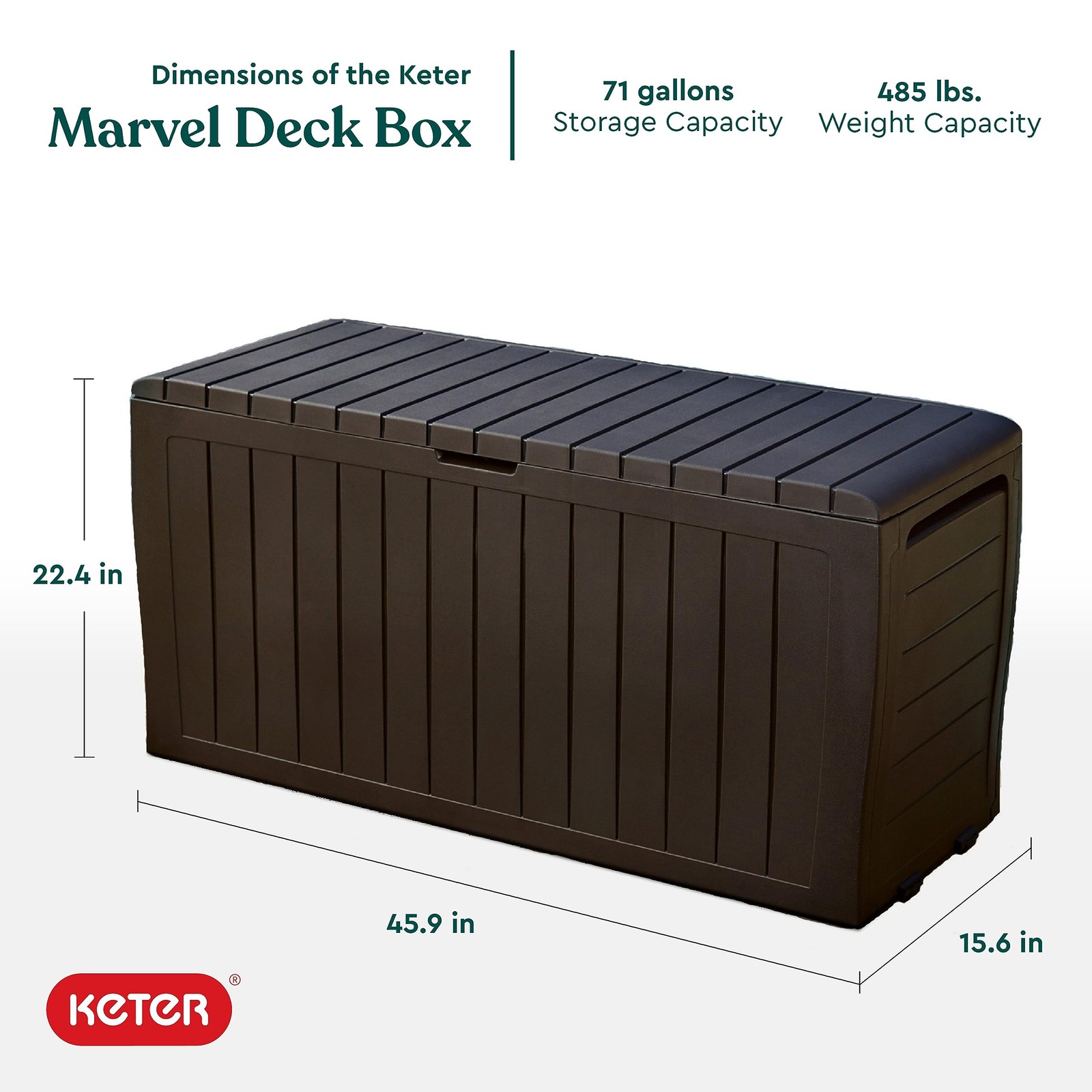 Marvel Plus 71 Gallon Resin Outdoor Storage Box for Patio Furniture Cushions,...