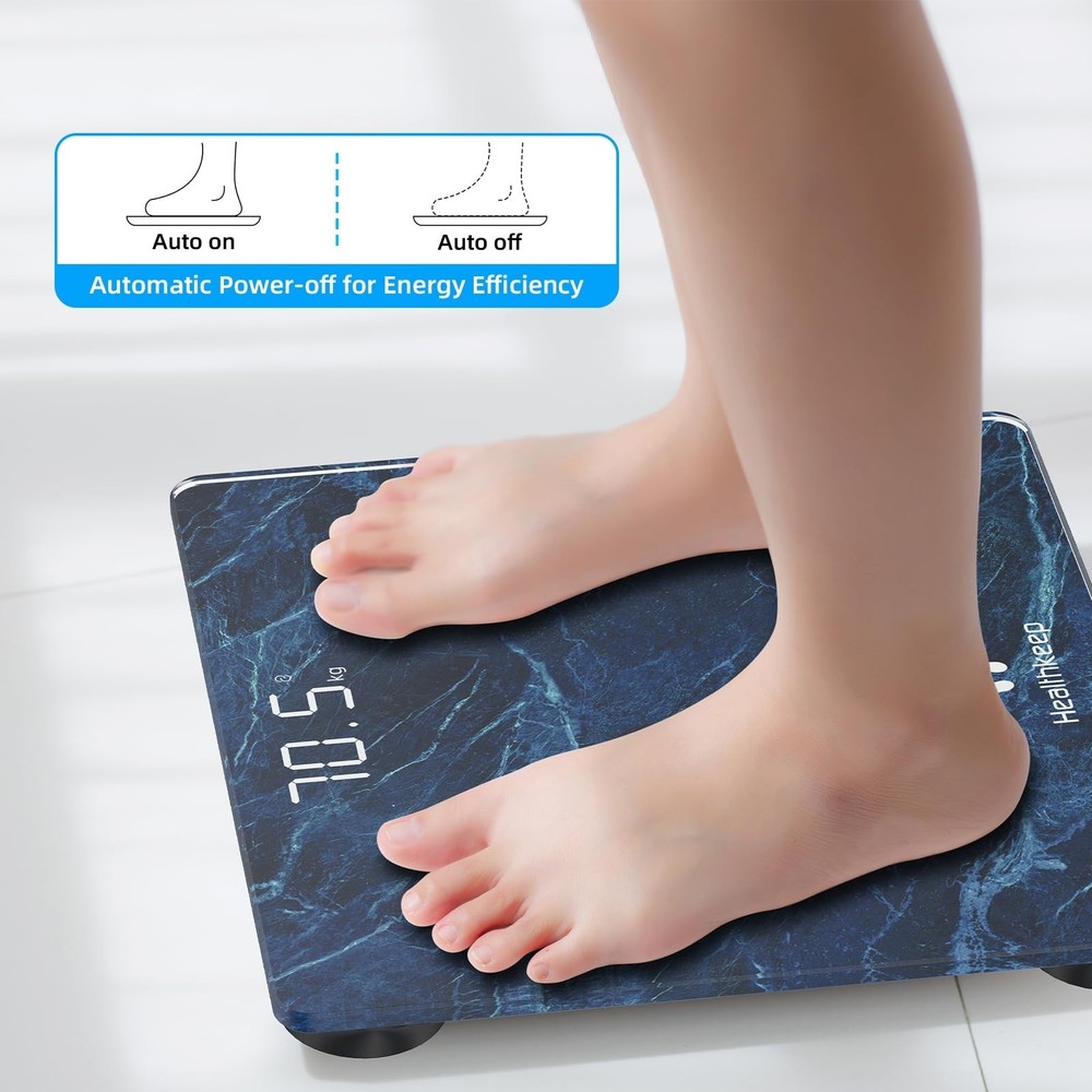 Healthkeep High Precision Digital Bathroom Scale with Step-On Technology LED ...