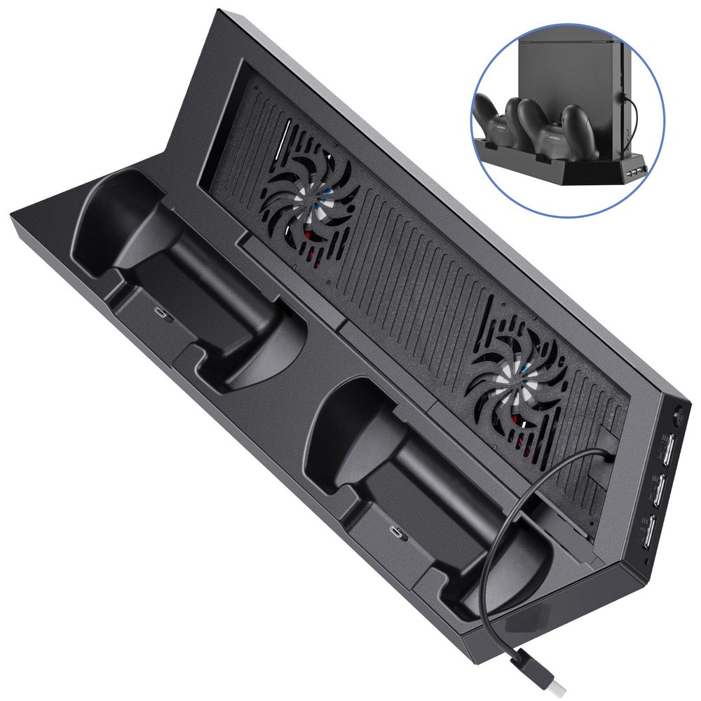 For PlayStation 4 PS4 Cooling Station Vertical Stand 2 Controller Charging Dock