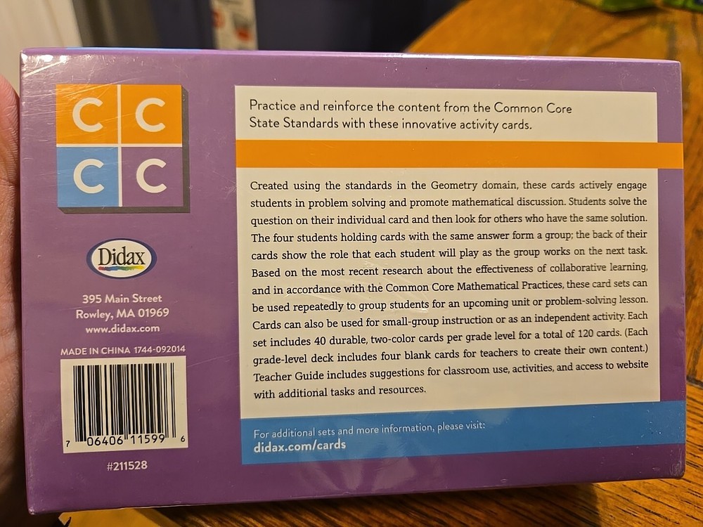 Set Of 2 Common Core Collaborative Cards; NumSystem & Geometry Teaching SEALED