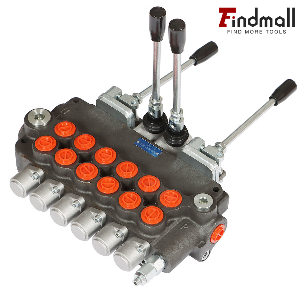 6 Spool 21 GPM Hydraulic Directional Control Valve w/ 2 Joysticks SAE 3625 PSI