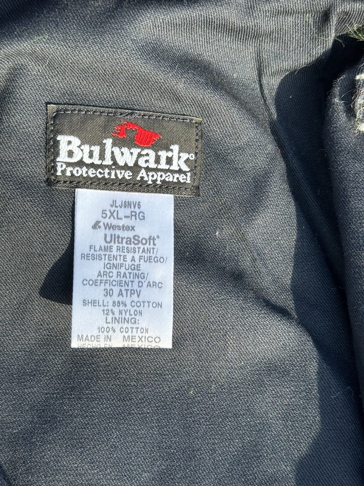 Bulwark Flame Resistant Protective Apparel Work Jacket Size 5x-Reg NWT