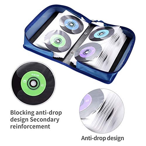 CD Case Nylon DVD Case Protective CD Holder Portable Disc 160 Capacity Blue160