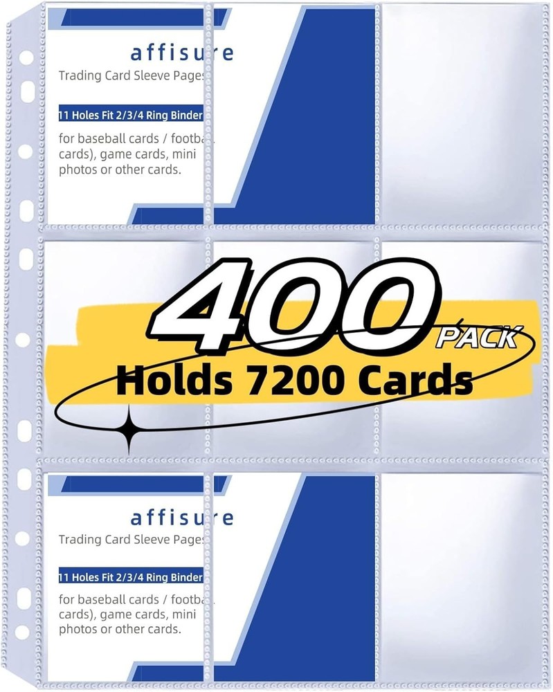 9 Pocket Trading Card Binder Pages – Thickened, Top Loading Design