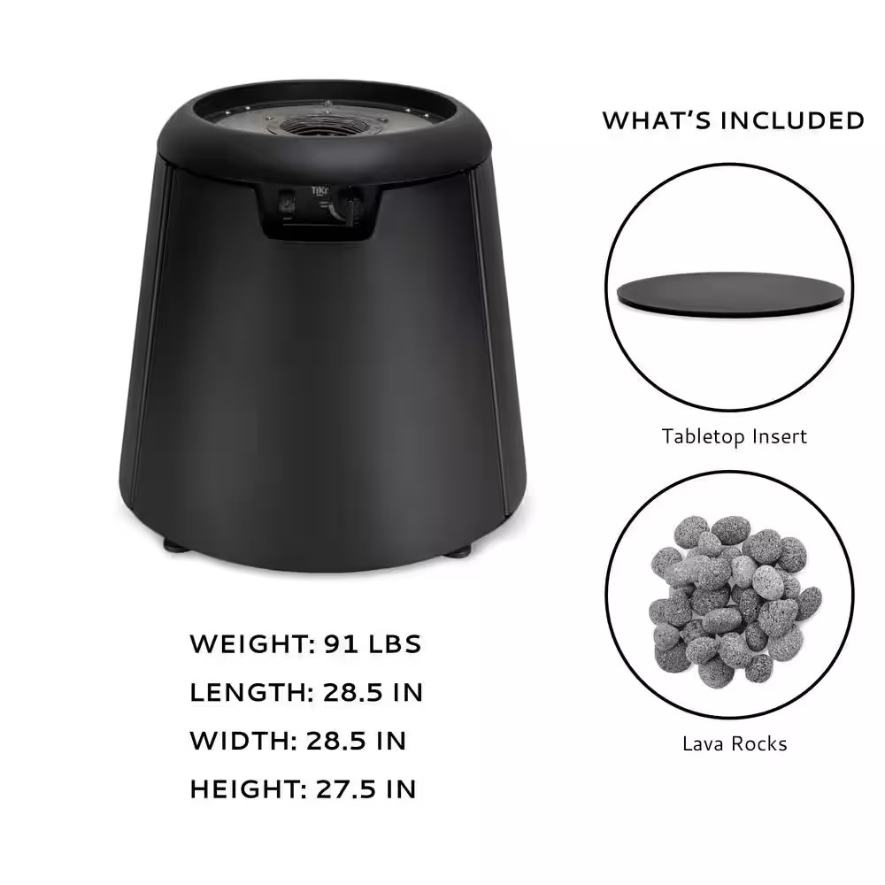 Customizable 27.4 In. Propane Fire Pit Table - Includes Tabletop Insert and Lava