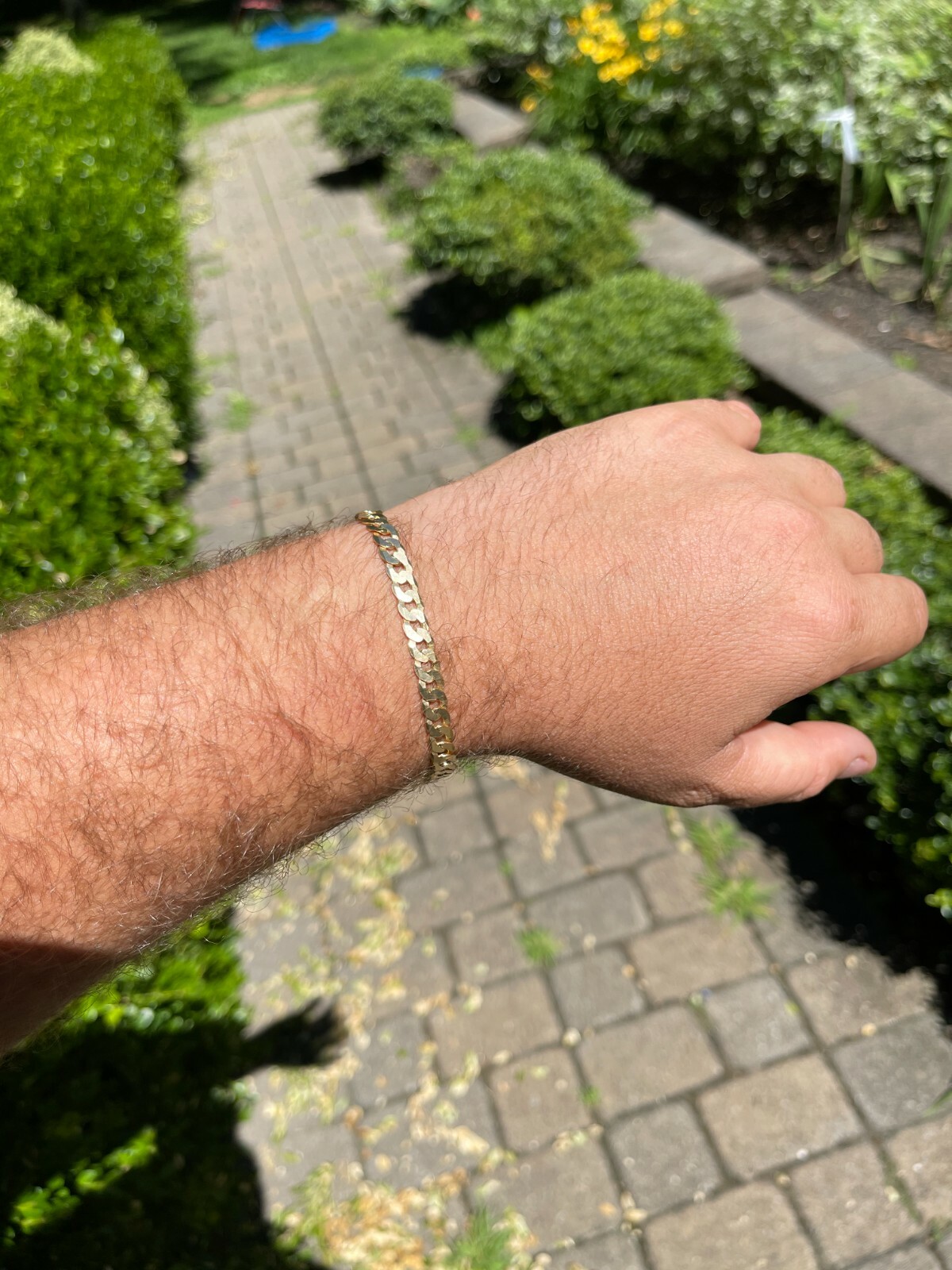 14k Gold Plated 925 Sterling Silver Flat Cuban Bracelet