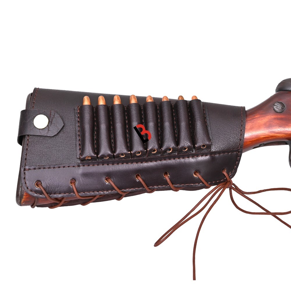 Cowhide Leather Adjustable Rifle Buttstock Leather Ammo Shell Holder