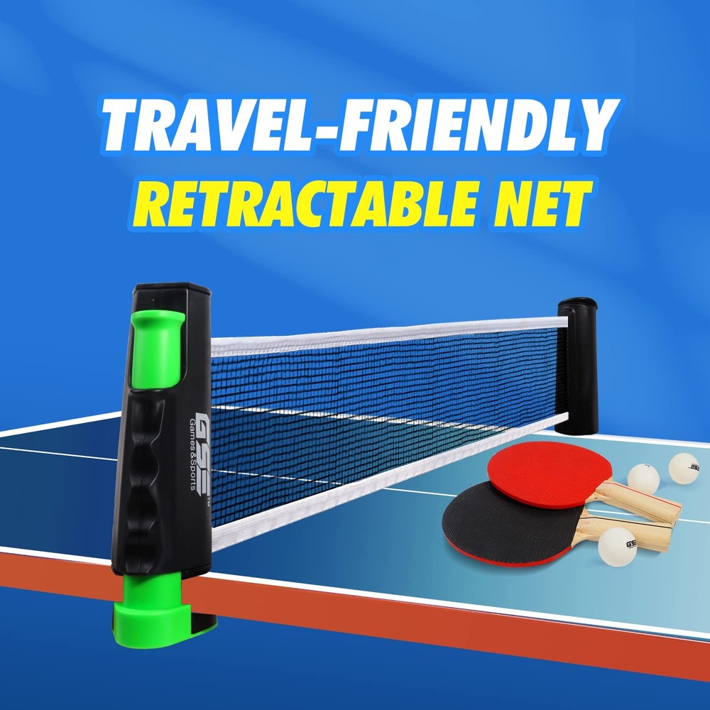 Adjustable Retractable Ping Pong Net & Posts Portable Table Tennis Clamp