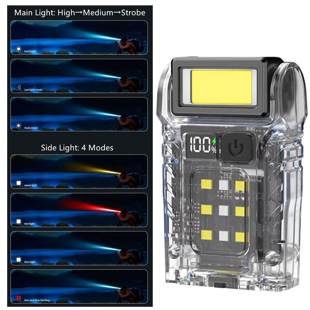 USB Rechargeable LED Light Flashlight Mini Torch Pocket Lamp Waterproof Hat Clip