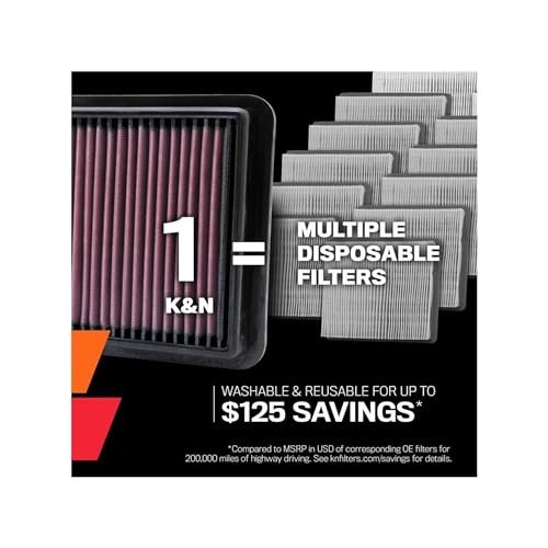 Engine Air Filter: Reusable, Clean Every 75,000 Miles, Washable, Replacement