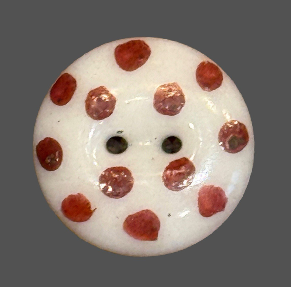 One Uncommon Brown  China Stencil Antique Button Polka Dot Pattern 5/8"