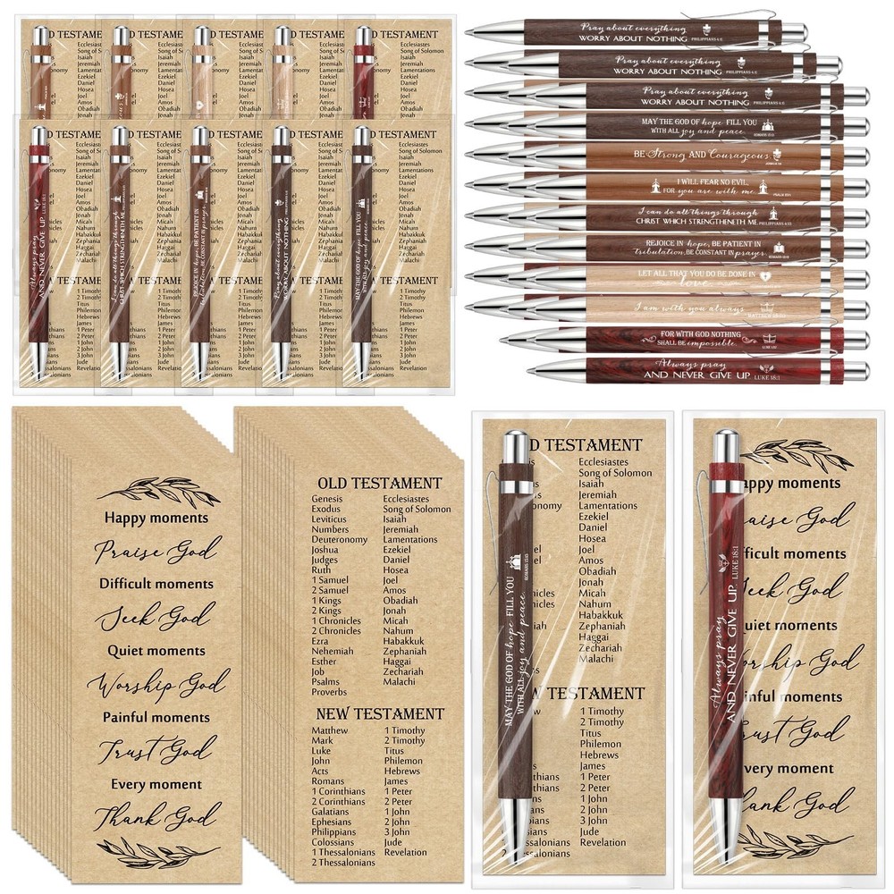 Spakon 30 Sets 60 Pcs Easter Scripture Christian Pens Bulk with Bible Bookmar...