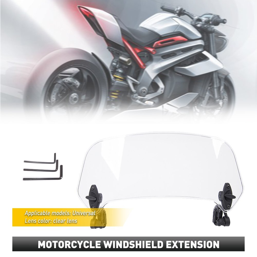 For Motorcycle Adjustable Clip On Windshield Extension Spoiler Deflector