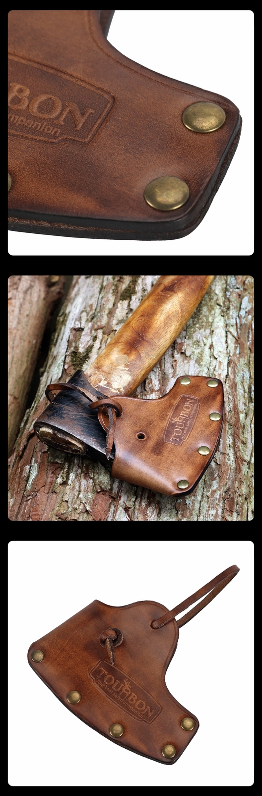 TOURBON Vintage Leather Axe Holster Hatchet Lanyard Blade Sheath Protect Cover