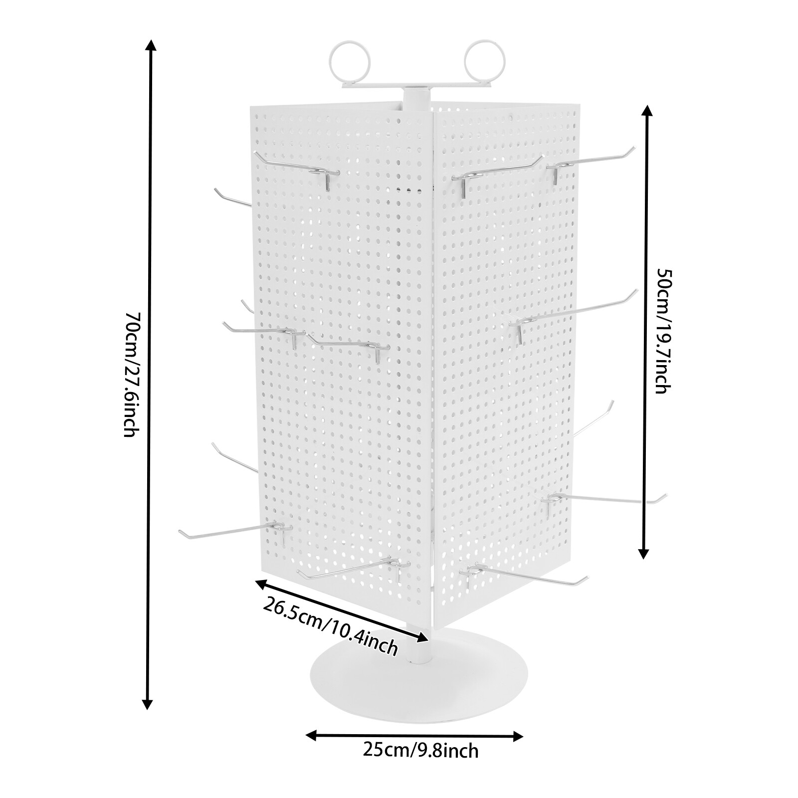 Retail Iron Counter Spinner & Rotating Pegboard Display Stand W/ 20* Hooks