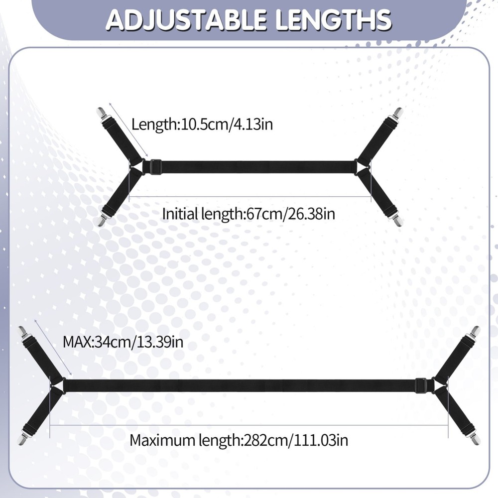 6 Pack Adjustable 2 Way Bed Sheet Straps Clips Elastic Bed Sheets Straps