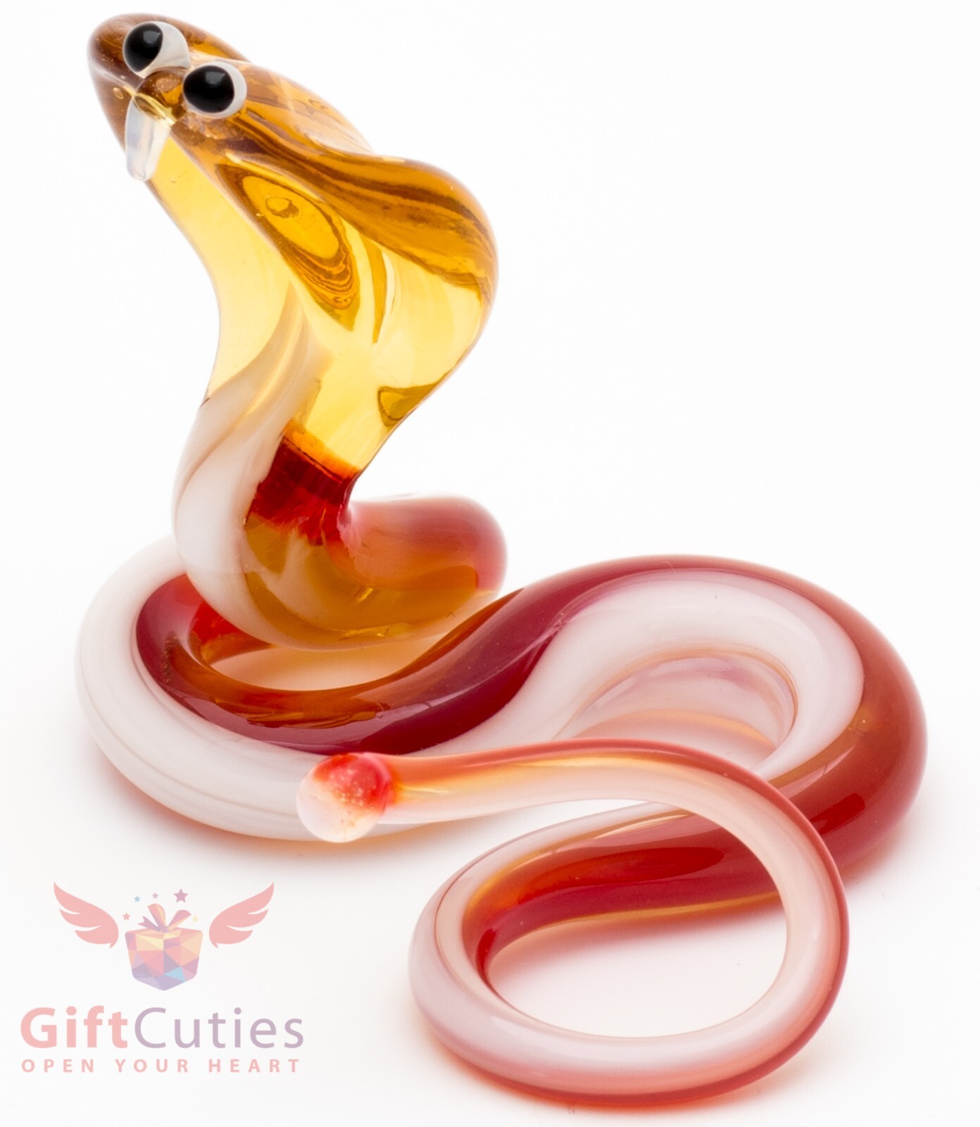 Hand-Blown Glass Cobra Snake Figurine Handmade 2025 Year of the Snake Sculpture