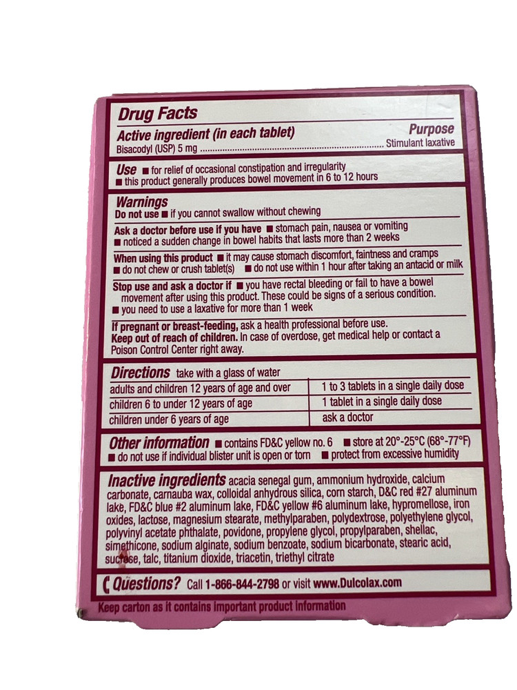 Dulcolax Pink Laxative Tablet - 25 Count