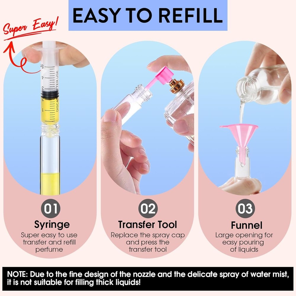 Travel Perfume Bottle Refillable - Cologne Spray Atomizer Mini - Small 6 PACK