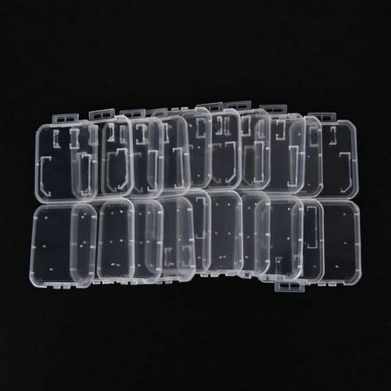 10PCS Transparent Plastic SD SDHC Memory Card Case Holder Storage Box