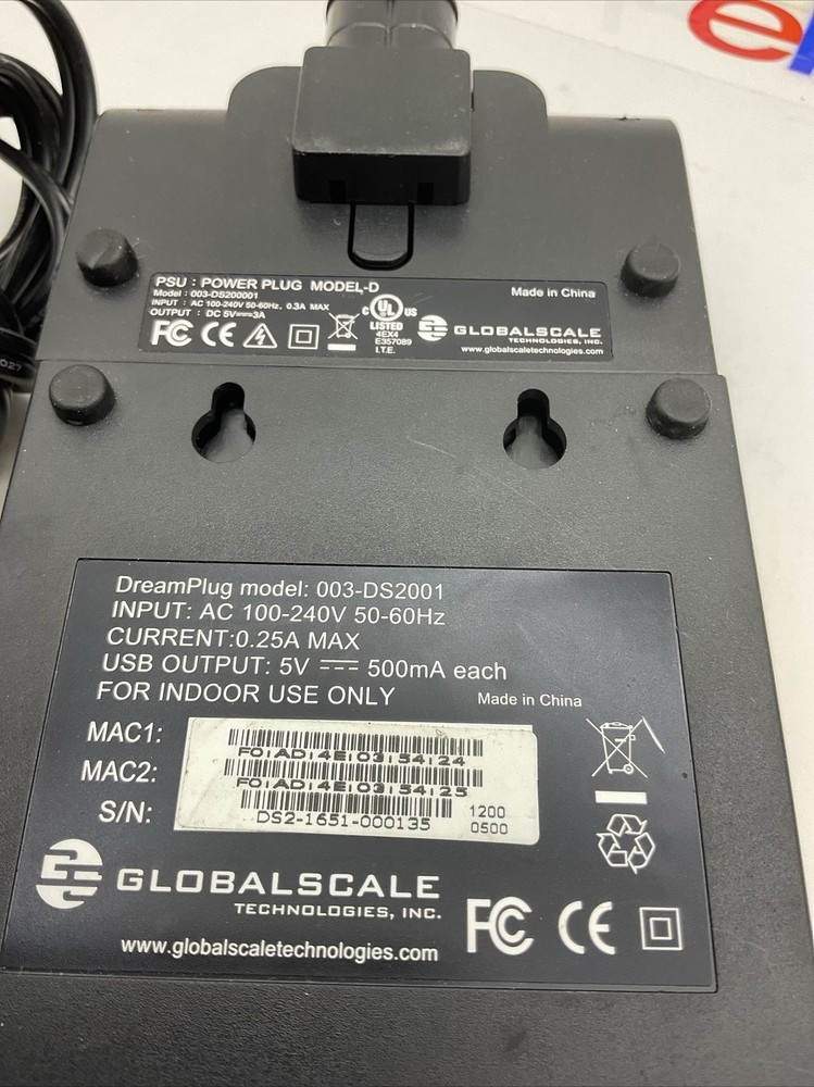 Globalscale Technologies DreamPlug 003-DS2001 Plug Computer - TESTED & RESET
