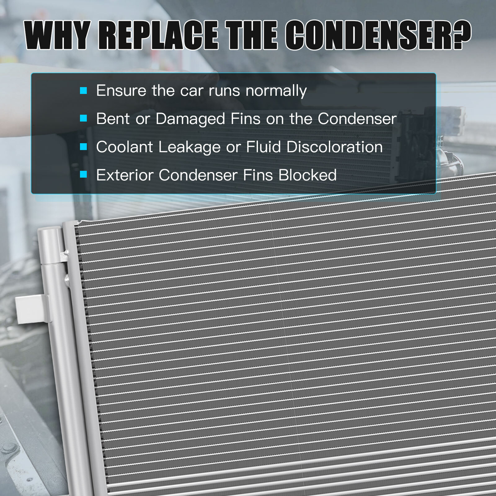 AC Condenser Unit for 2018-2019 Chevrolet Equinox GMC Terrain Aluminum Core