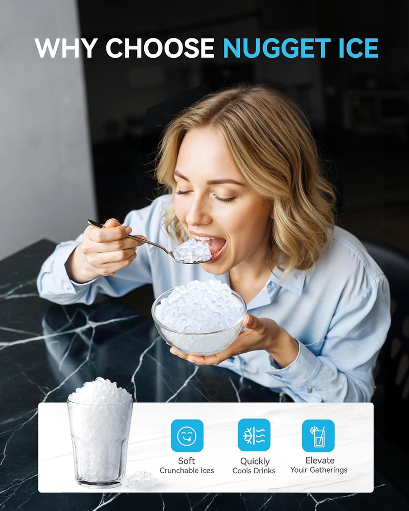 Smart Nugget Ice Maker Countertop, Pebble Ice Maker Machine with APP Control, 40