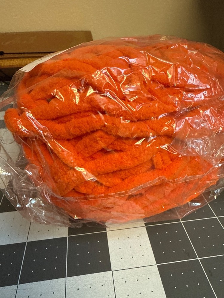Chenille Skein Chunky Orange 100% Polyester Yarn Crafting & Knitting Projects