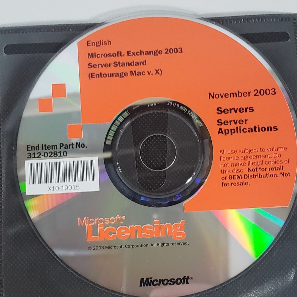 Microsoft Exchange 2003 Server Standard 5 Replacement Discs