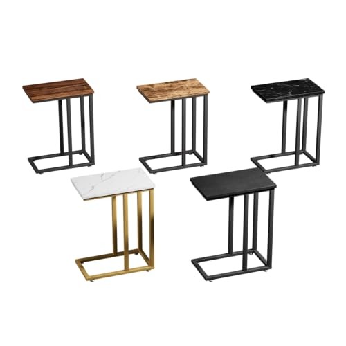 Universal C-Shaped Side Table, Multi-Functional Snack & TV Tray 1 Set Brown