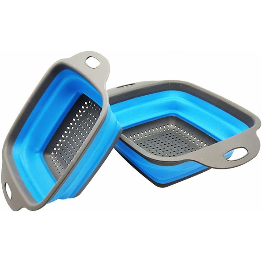 Collapsible Silicone Colander Strainer Set 2 Piece Expandable Kitchen Strainer