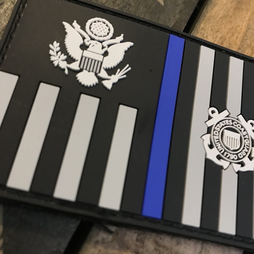 Thin Blue Line Subdued Coast Guard Ensign Flag PVC Patch