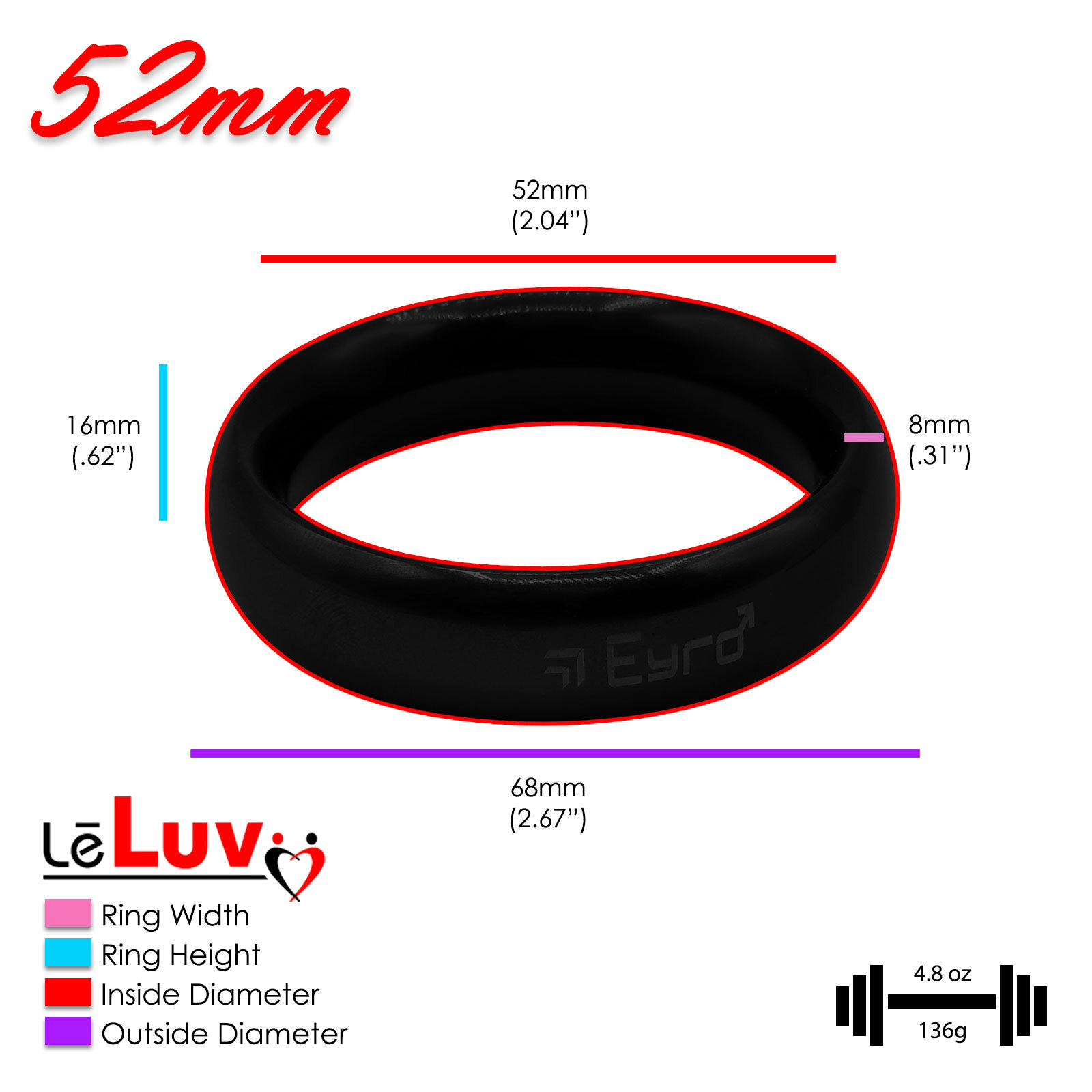 LeLuv Stainless Steel Donut Cock Ring - 22mm-64mm Inner Diameter Options