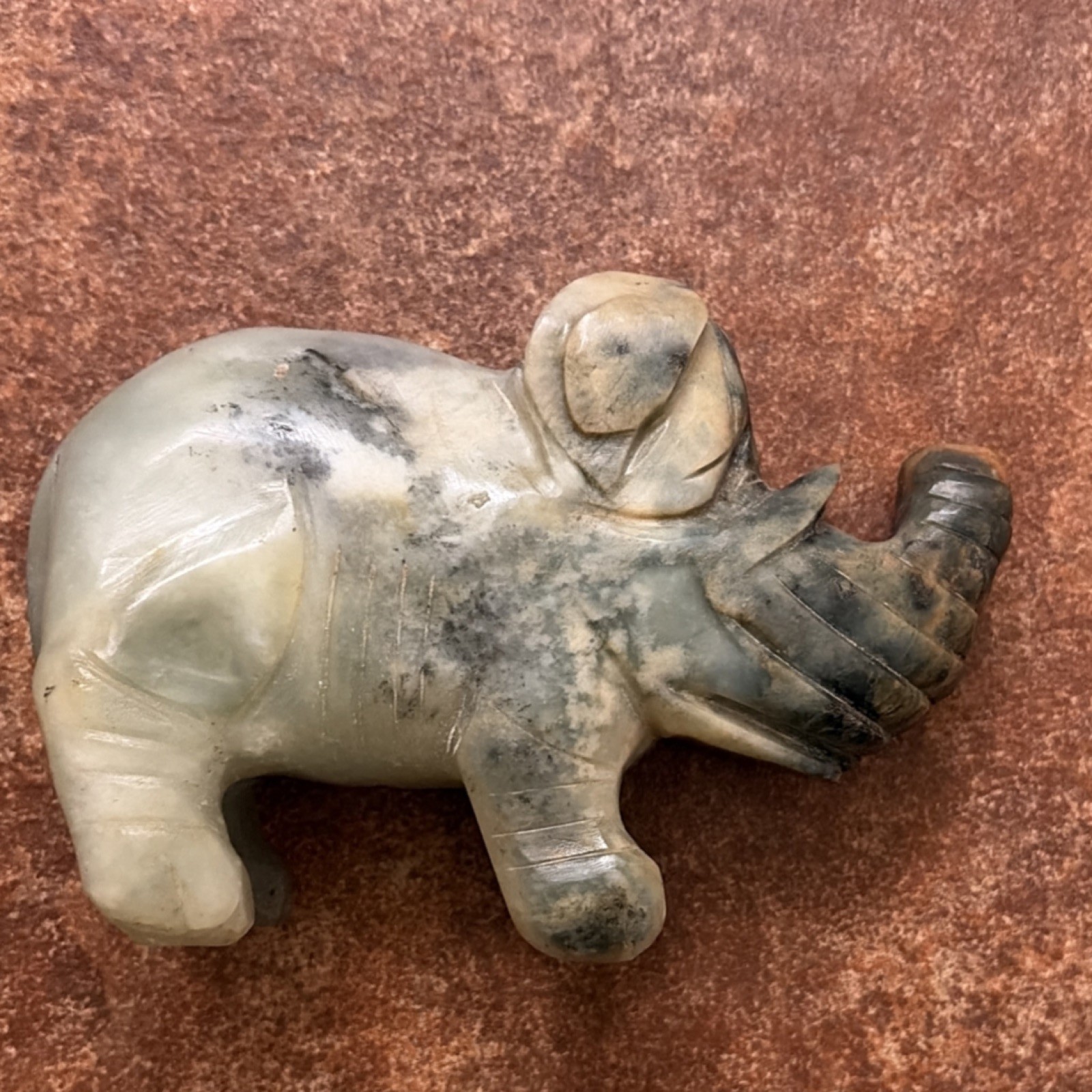 Handmade Jade Elephant Figurine green and Black Collectible Decorative Sculpture