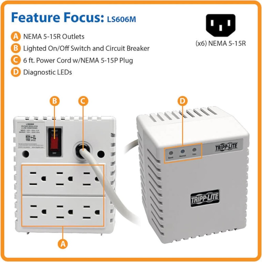 EMI/RFI Filtering 600W Power Conditioner - Protect Your Electronics Efficiently