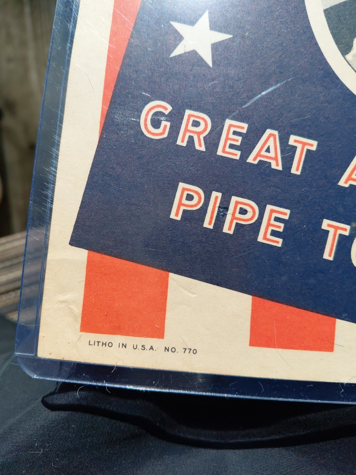 c.1946 Original Vintage George Washington Pipe Tobacco Sign Rj Reynolds NOS RARE