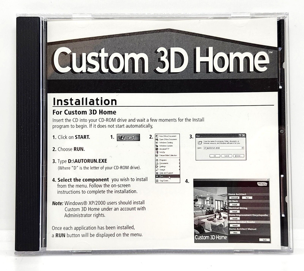 CUSTOM 3D HOME / 4 COMPLETE PRODUCTS PC CD-ROM SOFTWARE (2004) VALUSOFT
