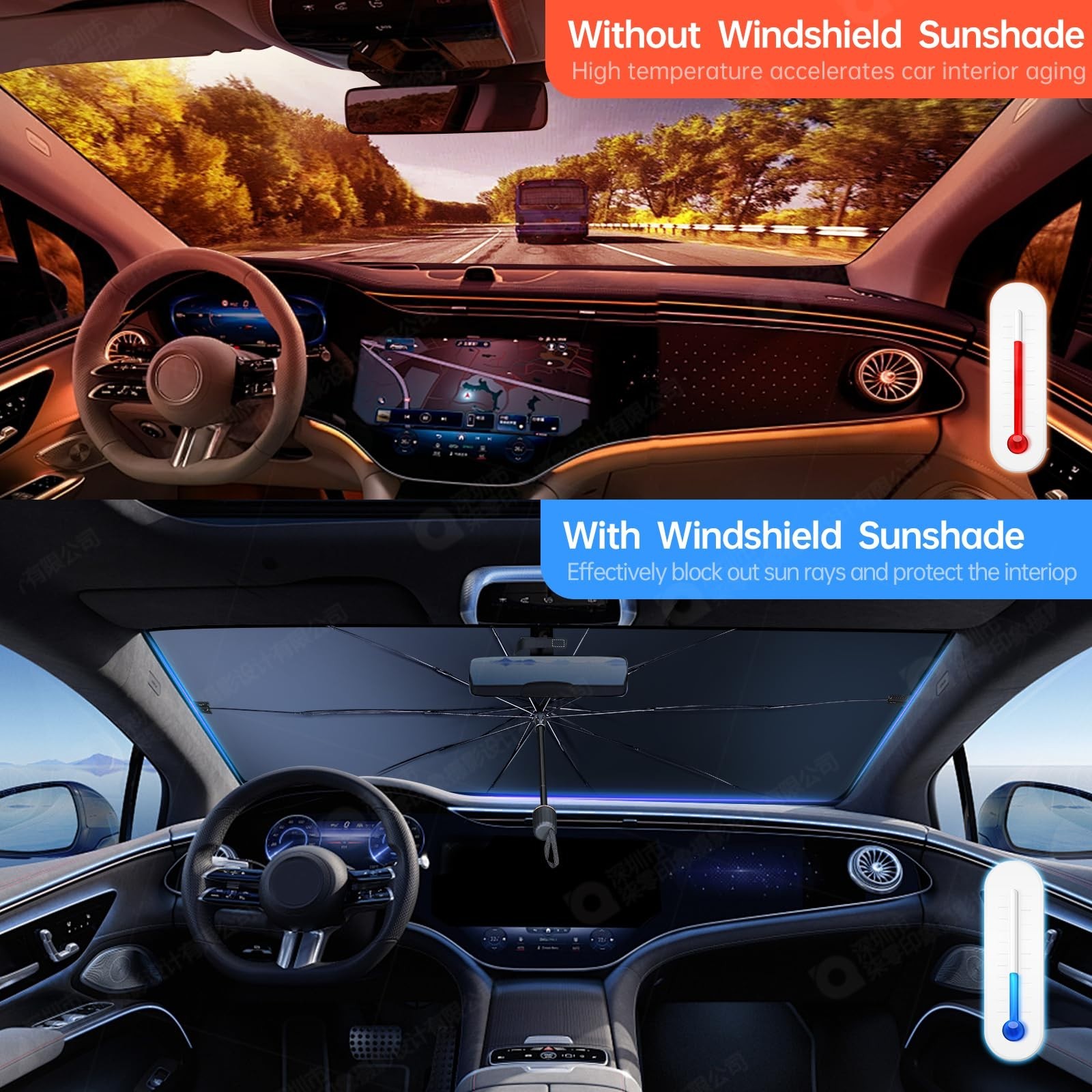 Universal Foldable Car Sun Shade Umbrella – Anti-UV Heat Shield for Sedans & SUV