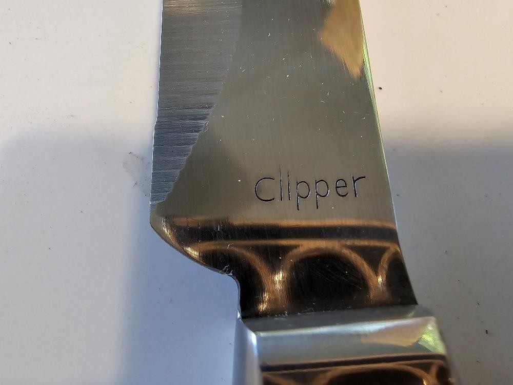 Lot of 12 Steak Knives Black Longhorn Pom Handle 10.25" Clipper 12013CGD H/D