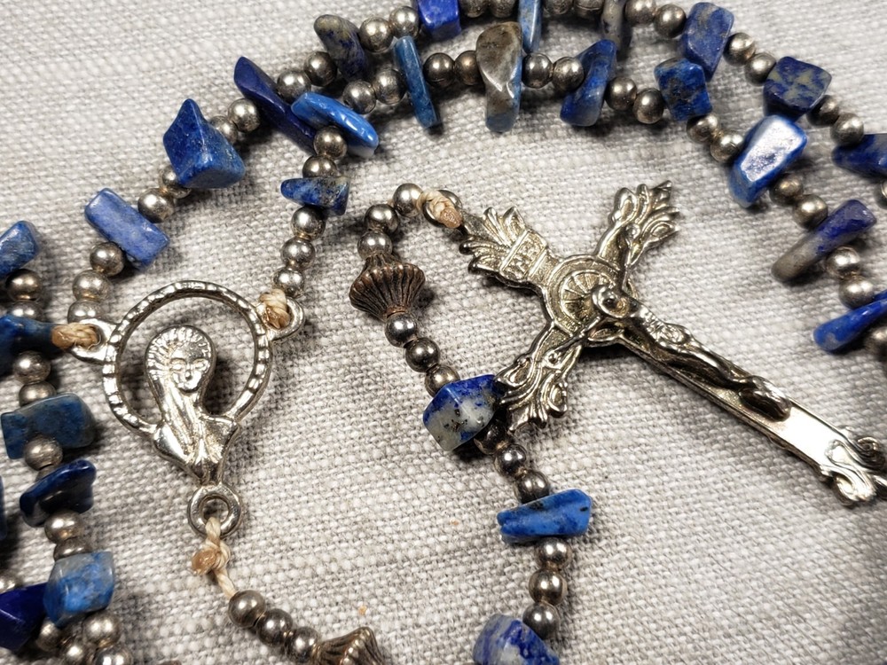 Vintage Rosary Stone Beads Religious Christian B66