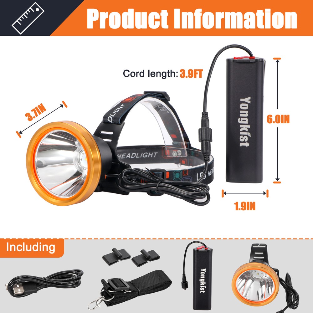 Super Bright Rechargeable LED Headlamp High Power Waterproof Spotlight