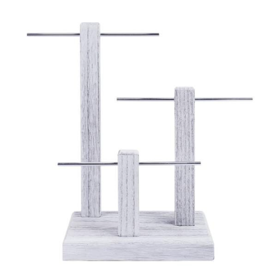 3 Tier Gray Stain Wooden T bar Bracelet Watch Chain Jewelry Display Stand