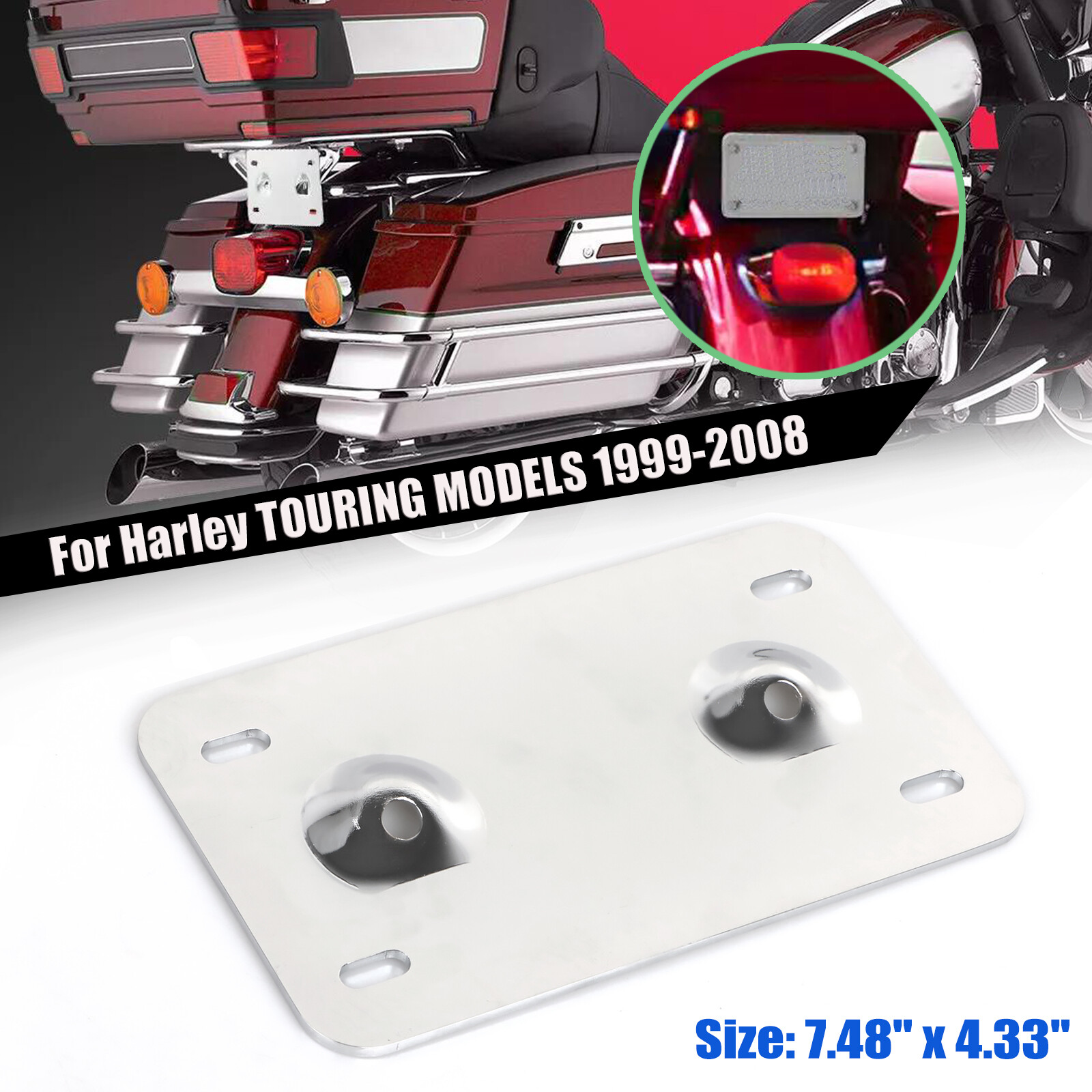 For Harley Touring 99-08 FLHT FLHR FLHX FLTR Laydown Layback License Plate Mount