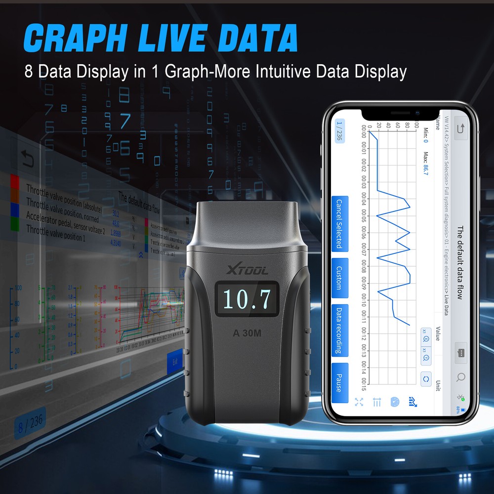 XTOOL A30M Full System Diagnostic Bluetooth Scanner Acitve Test Tool 21+ Service