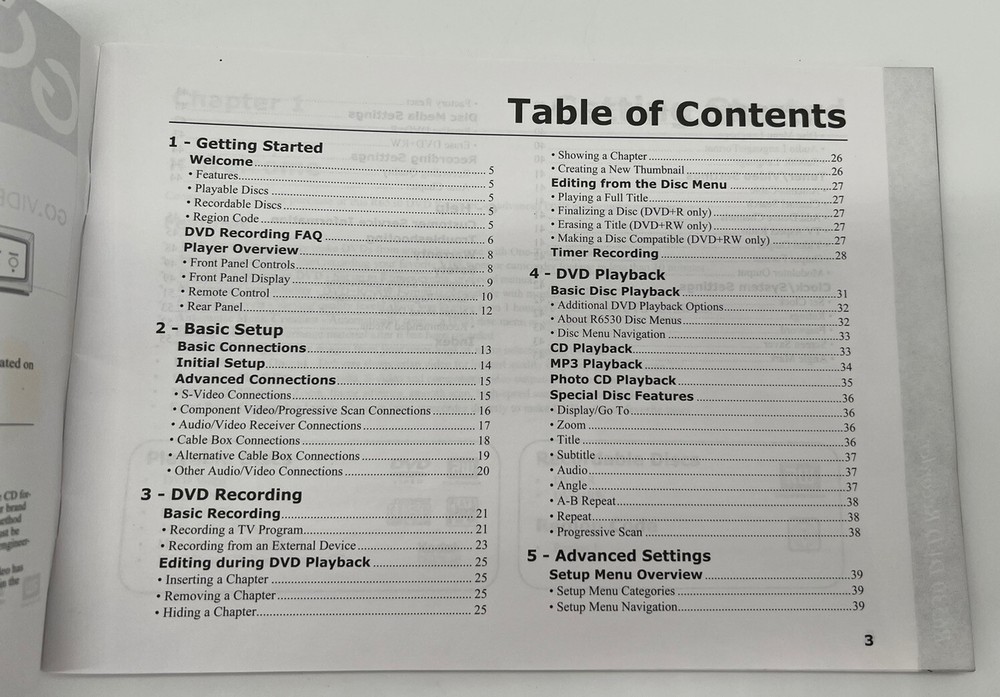 Go Video R6530 DVD Recorder User’s Guide Operating Instructions Manual Original